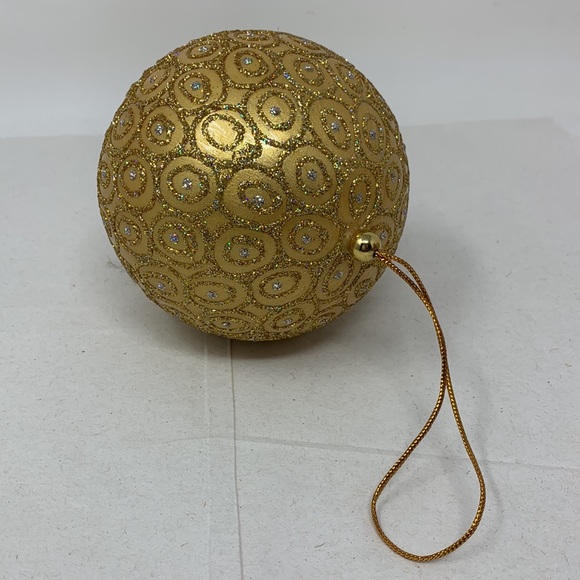 Large round gold glitter Christmas tree ornament decoration vintage decor - Picture 9 of 17